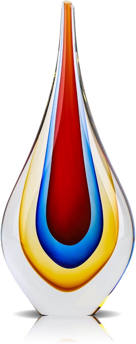 SnelShoppen - 9 Inch Handgeblazen Glazen Sculptuur Decoratie, Moderne Glaskunst Figurine, Rode Papiergewicht voor Kantoor en Woonkamer, Mediterrane St