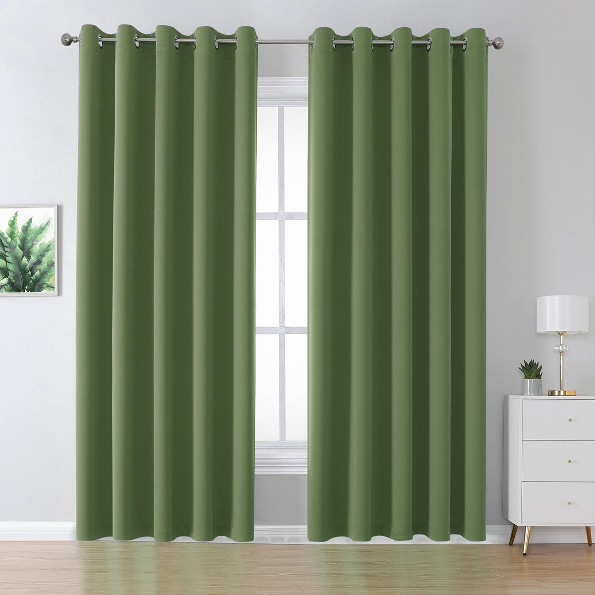 Set van 2 Thermisch Geïsoleerde Blackout Gordijnen 229 x 152 cm - Saliegroen
