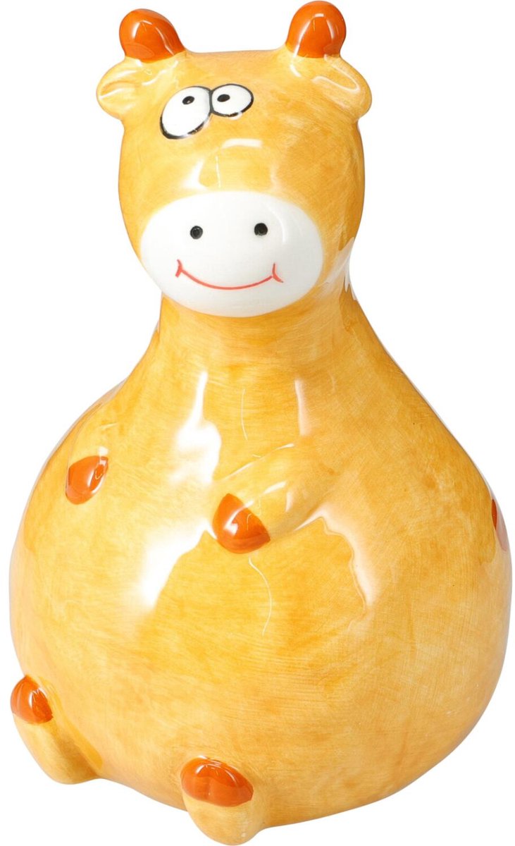 Home & Styling Dieren spaarpot voor kinderen - giraffe oranje - dolomiet - 12 x 16 cm - met dop sluiting