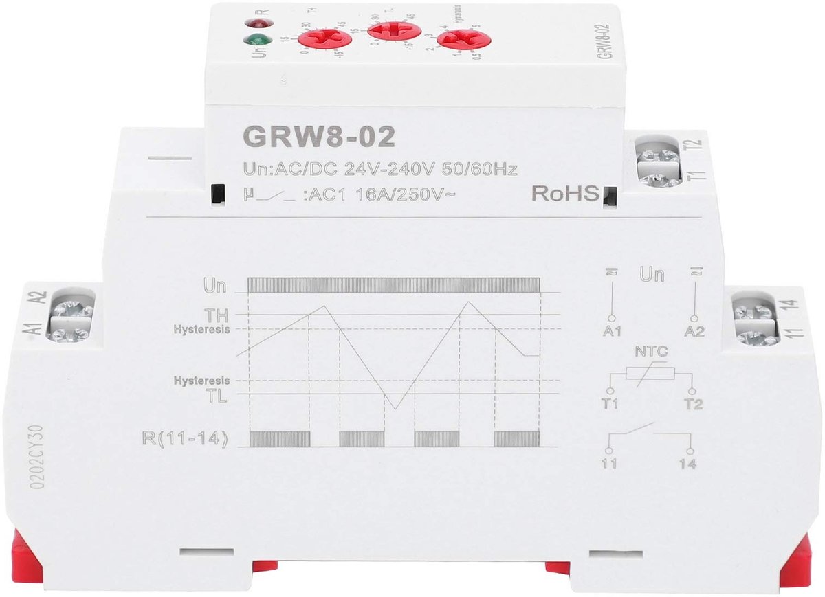 Omgoods- Thermostaat Digitale Temperatuurregelaar - Temperatuurmeter Binnen - Temperatuurcontroller Relais - IP20 Bescherming - AC/DC 24V-240V - Temperatuurbereik - Hysteresiswaarde 0,5 °C tot 5 °C