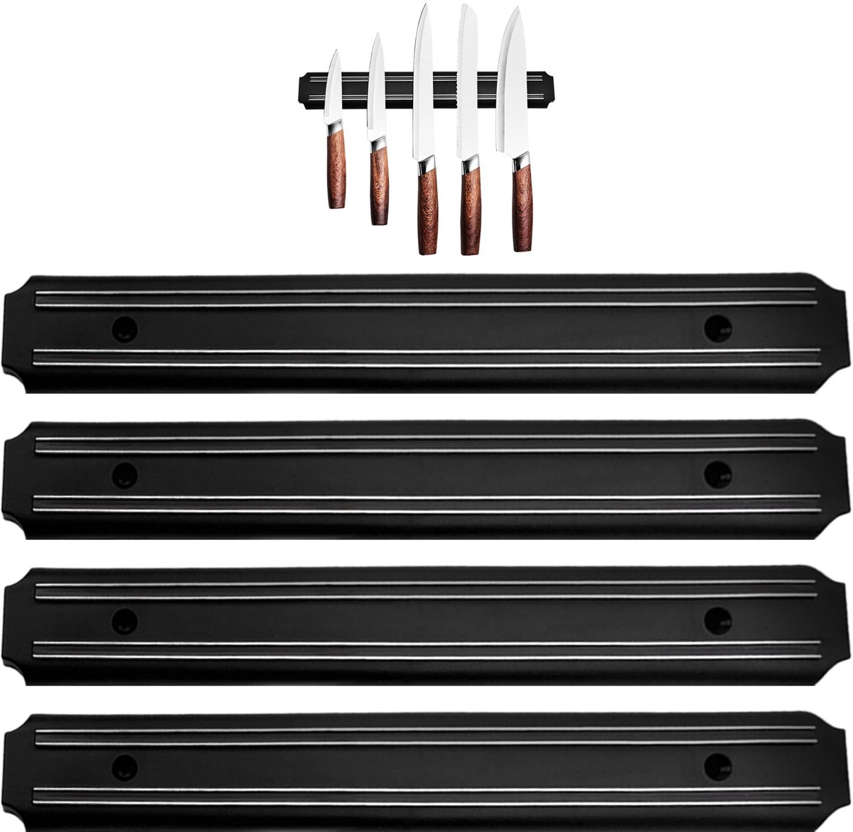 Omgoods - Magnetische Messenhouder voor aan de Wand, Set van 4 Stuks
