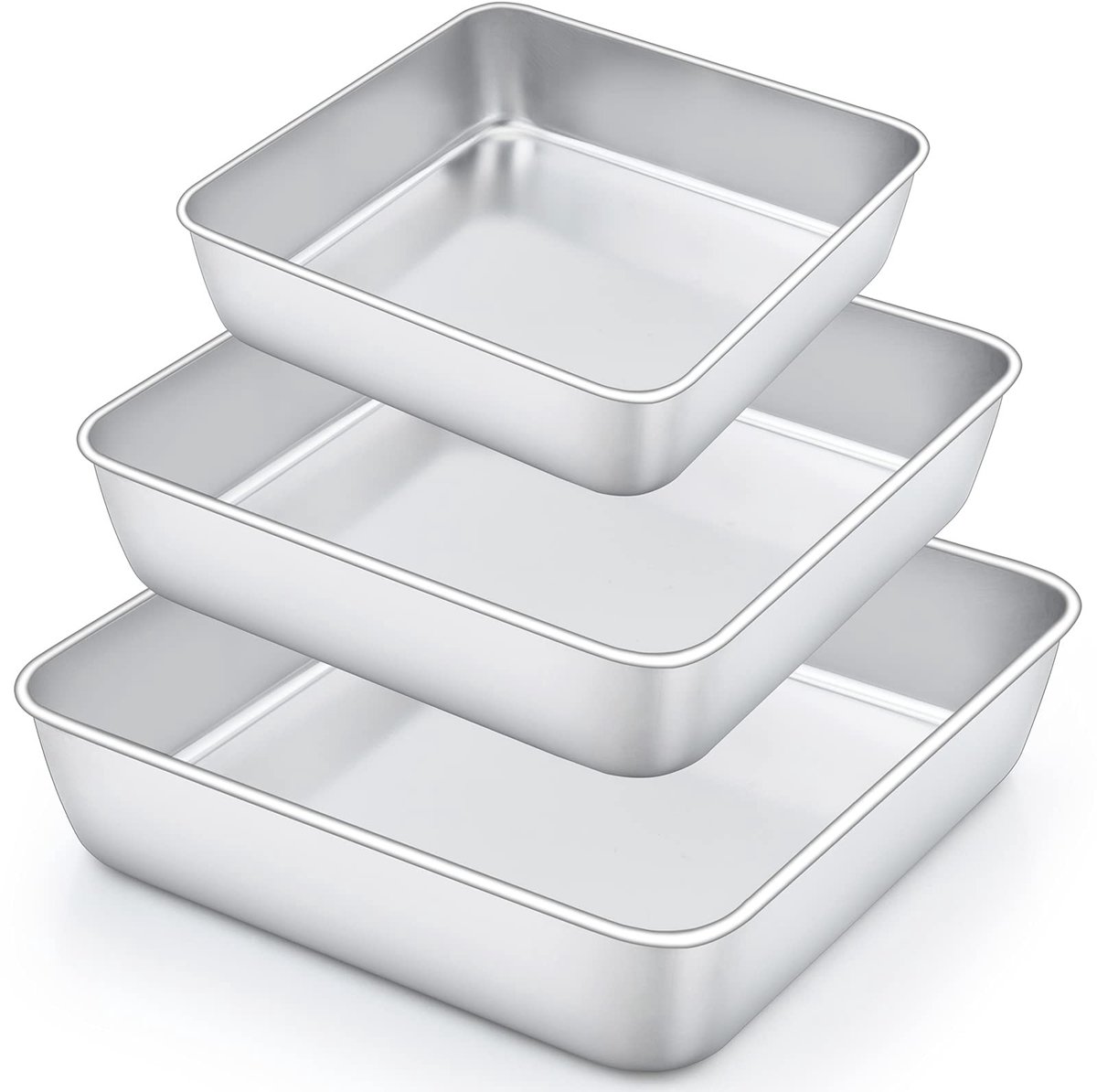Omgoods - Ronde Cakevorm Set van 3 - 100% Roestvrij Staal voor Brownies en Lasagne