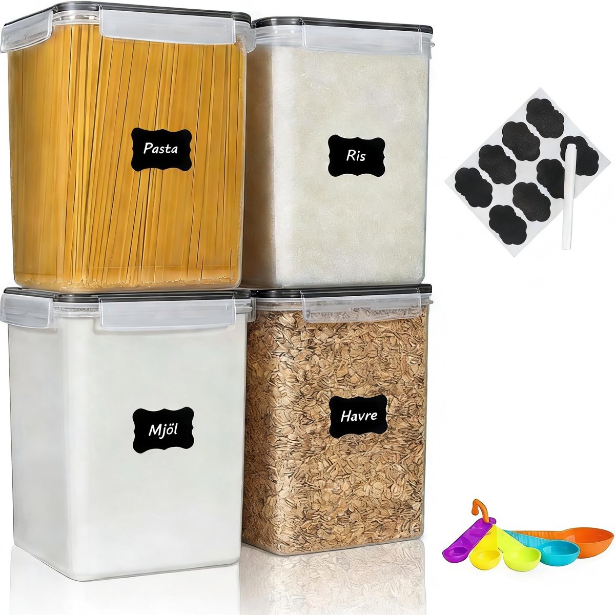 Omgoods - Set van 4 Luchtdichte Opbergcontainers voor Meel en Suiker