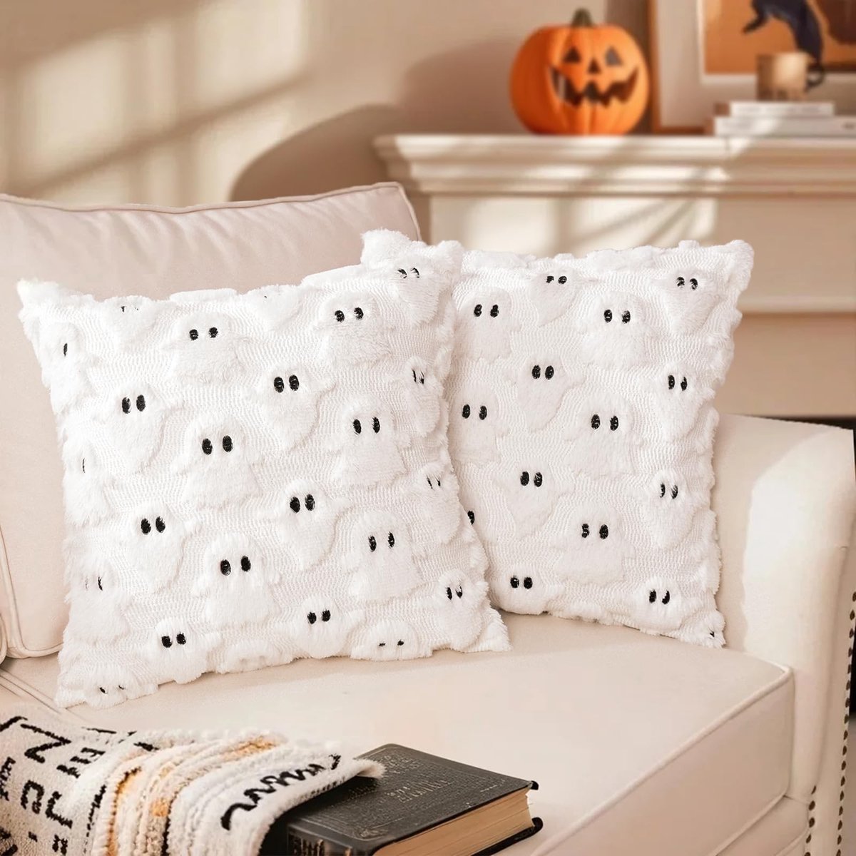 Omgoods - Halloween Spirit Kussenhoezen Set van 2 - Decoratieve Kussens voor Woonkamer en Sofa 45x45 cm