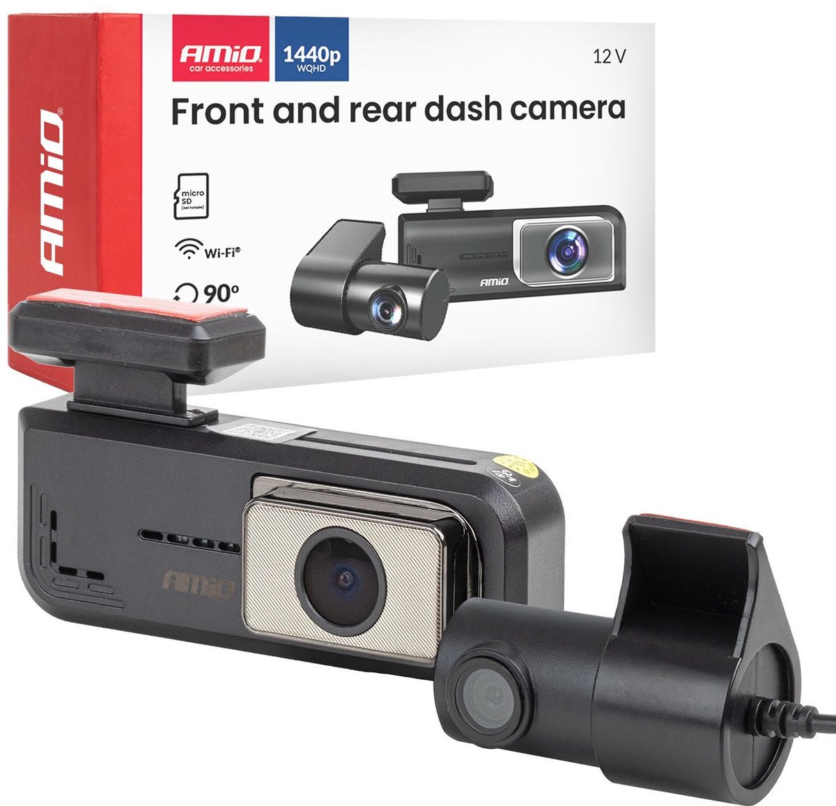 AMiO Dashcam Voor en Achter 2K + 1K WLAN – Dual Camera 2560x1440 1080P WiFi – 512GB Ondersteuning – Parking Mode G Sensor Nachtmodus