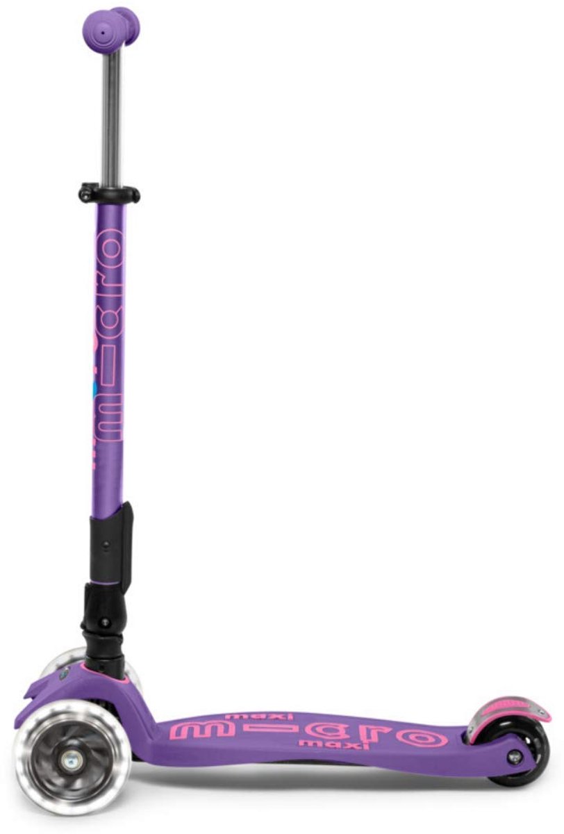 SnelShoppen - M-cro Kickboard Maxi Deluxe Opvouwbare Step met Drie Wielen, Bewegingsgeactiveerde LED-Lichtwielen, Kantelbesturing voor Kinderen van 5