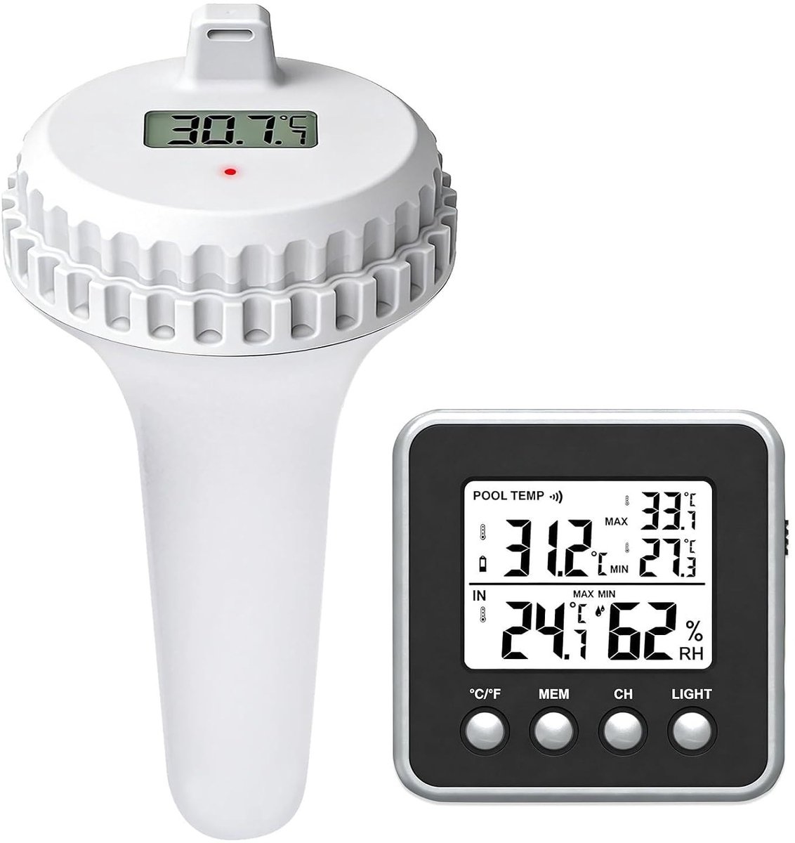 Draadloze thermometer voor zwembad en vijver: digitale watertemperatuurmeter met eenvoudige installatie en nauwkeurige sensor voor badkuip en aquarium