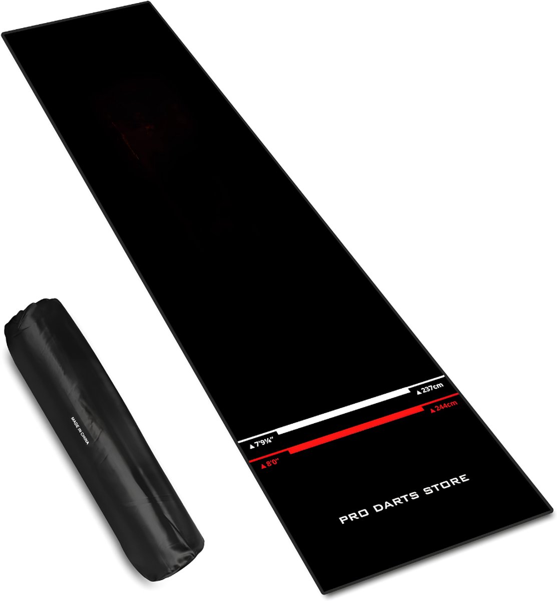 JCP® Dartmat - Dartsmat - Antislip Dartmat - Zwart - 65cm x 65cm x 295cm