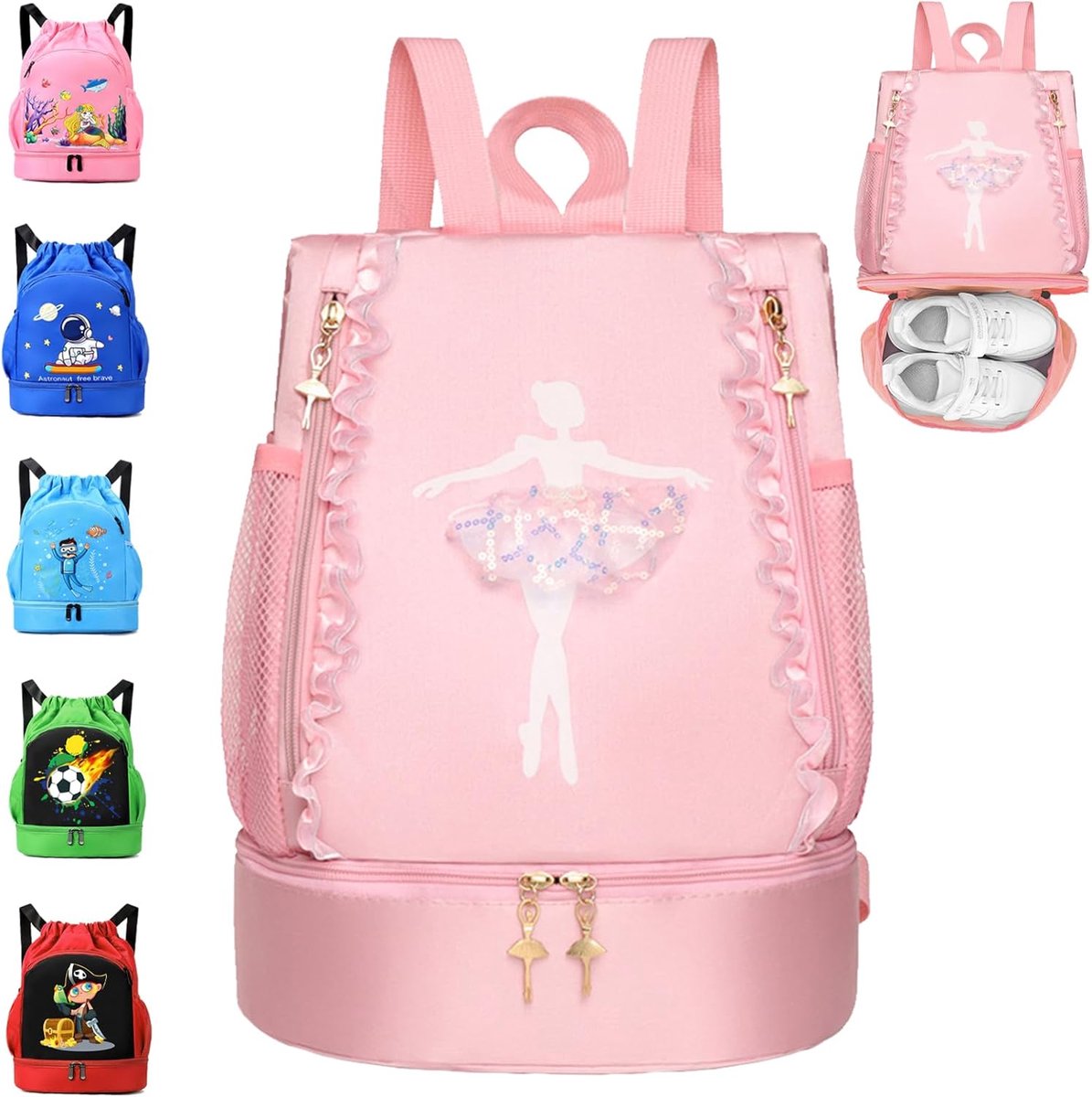 SnelShoppen - YOUYIKE Zwemtas voor Kinderen, Waterdichte Rugzak met Bodemvak, Sporttas met Trekkoord, Kinder-Gymtas voor Meisjes en Jongens, 16x26x33c