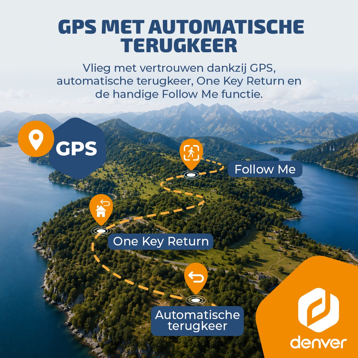 Denver Drone met GPS en Camera - Besturing via controller met 4 inch scherm - 3K video & 4K foto thumbnail 3