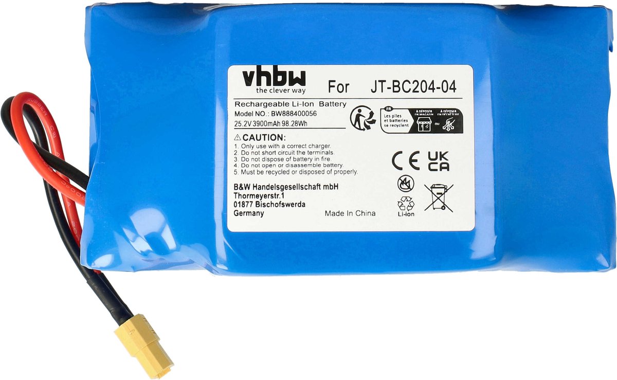 vhbw-accu compatibel met Jetech JT-BC204, hoverboard 25.2 V e-scooter, hoverboard (3900 mAh, 25.2 V, Li-ion)