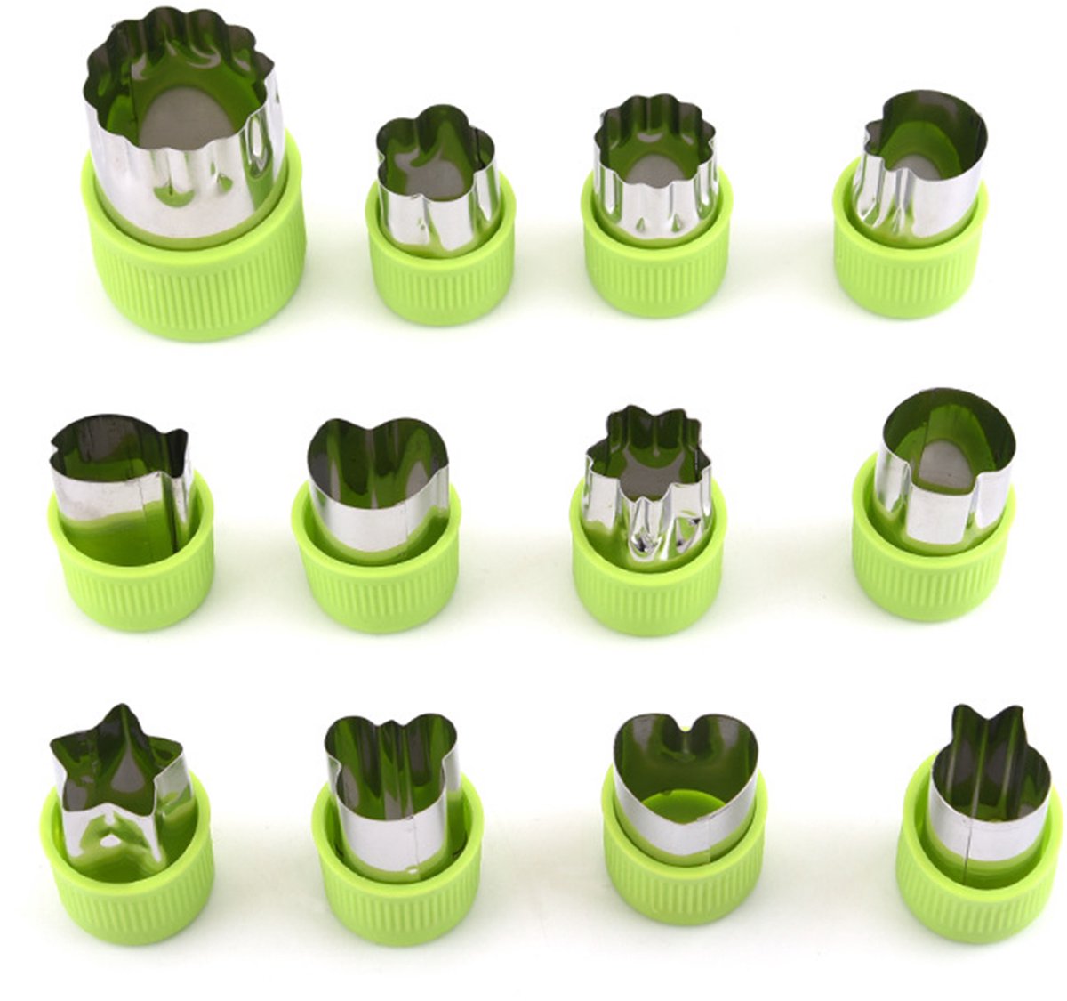 12-Delige RVS Groente-Fruit Vormen Set-Groene Snijders voor Kindervoedsel-Koekjes-Decoratie