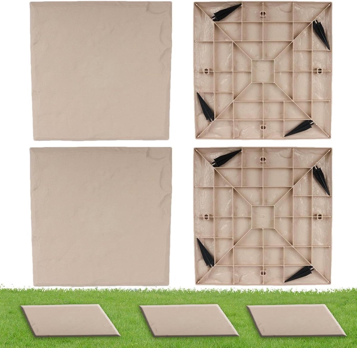 Buitentegels 4 stuks - Tuintegels Stapstenen - Tuinpad Aanleggen - Milieuvriendelijke Hars - 48 x 44 cm - Beige