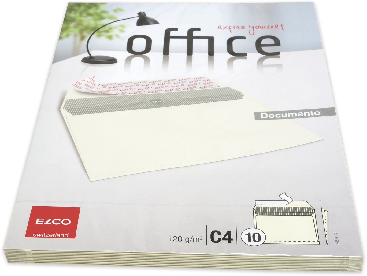 Elco envelop Office Documento FSC C4 120 gram beige met balg 10 stuks - EO-74516-12