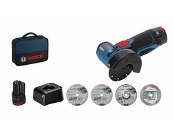 Bosch Professional PRO GWS 12V-76 Accu haakse slijpmachine +5x accessoires 2x 2.0Ah - 06019F200C