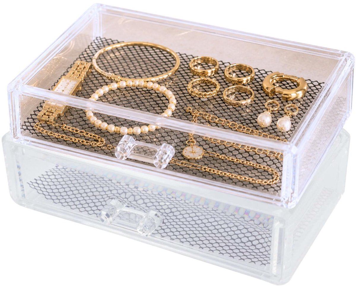 Benson care organizer - 2x - transparant - kunststof - 18 x 12 x 5 cm - opbergbakje