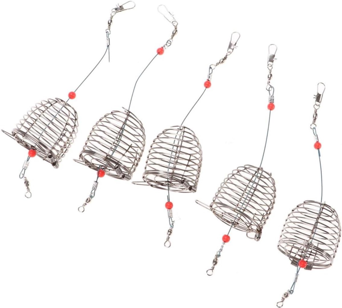 Aas Kooi Feeders - Visval Kooi - Karper Vissen - Roestvrij Staal - 5 stuks - Rood