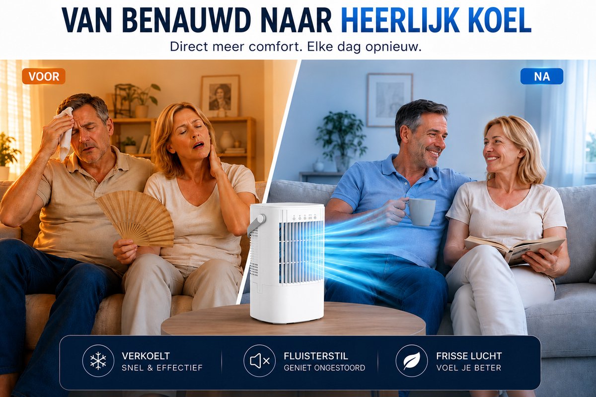 Mobiele Airco Zonder Afvoer - Mobiele Airco Zonder Slang - Compact En Zuinig - Ideaal Voor Koeling In Slaapkamers Of Kleine Kantoren - 30cm – foto 2