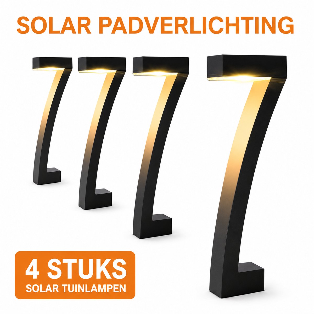 Solar Tuinlampen Set van 4 – LED Buitenverlichting IP65 Waterdicht – Warm Wit – Tuinpad- & Opritverlichting op Zonne-energie