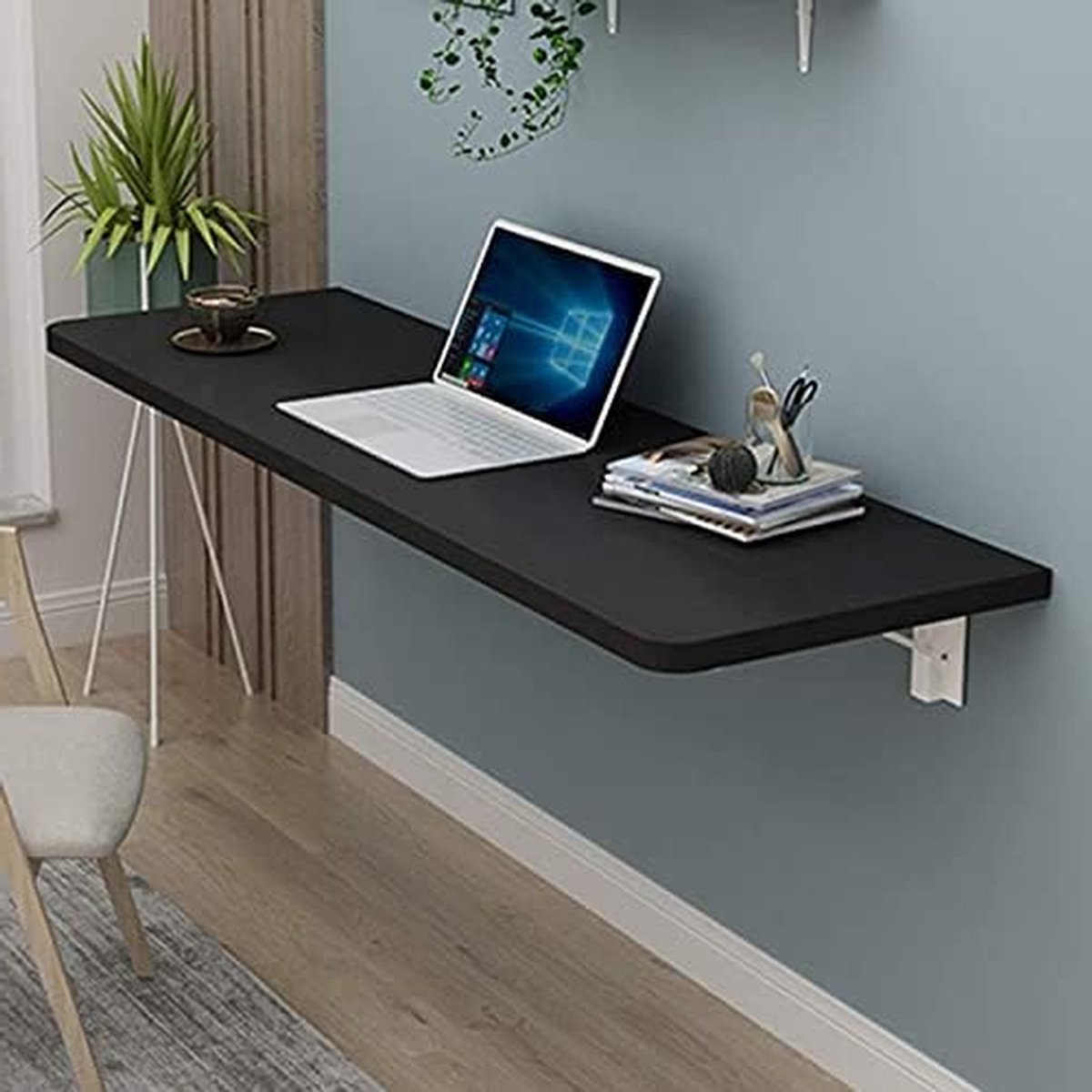 Opklapbaar hoekbureau - Wandbureau Klaptafel - Ruimte Besparen - Dubbele Steun - B 90x50cm - Houtkleur
