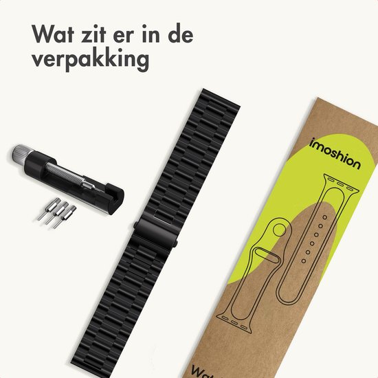 Inhoud van de verpakking: stalen bandje, toolkit en imoshion verpakking.