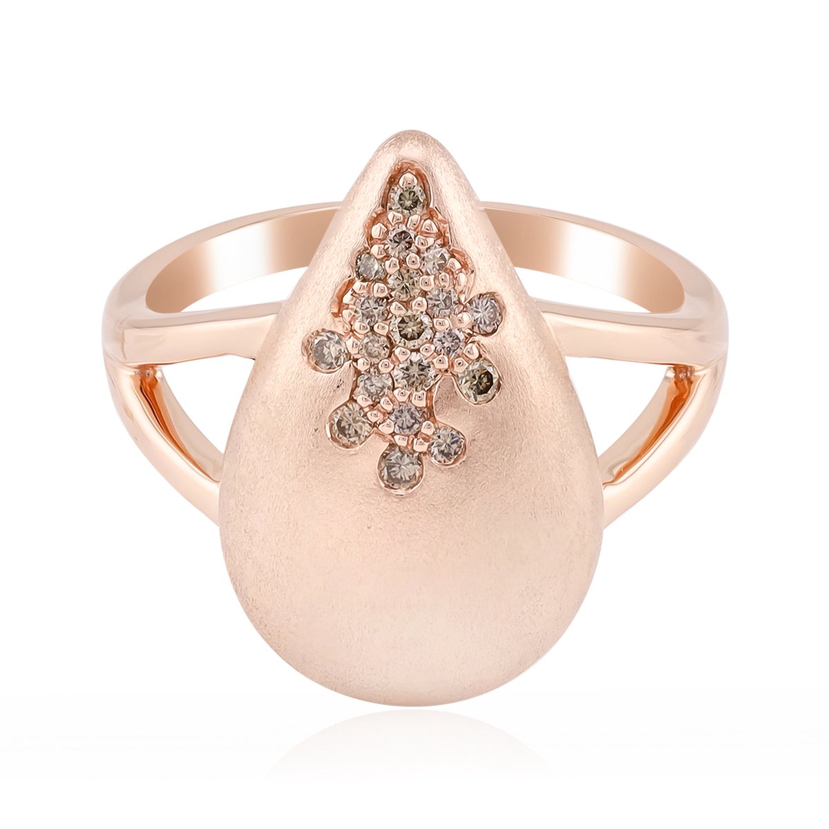 Cavill - Elegante Zilveren Ring - 18K Roségoud Verguld - 0,115 ct I1 Argyle Rose de France Diamant - Briljant Pyvé Geslepen Sieraad