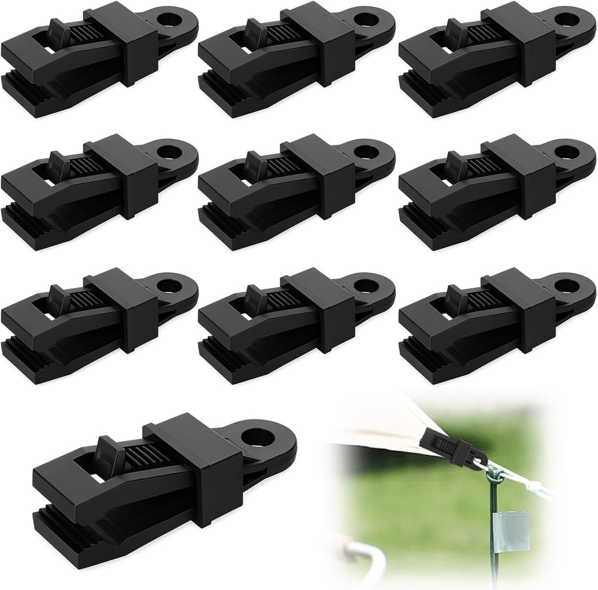 Set van 10 Lichtgewicht Crocodile Clips voor Tentzeil Bevestiging en Windbescherming - Ideaal voor Kamperen, Zwembad en Schuur