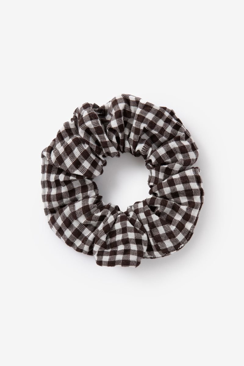 Sissy-Boy - Donkerbruine geruite scrunchie