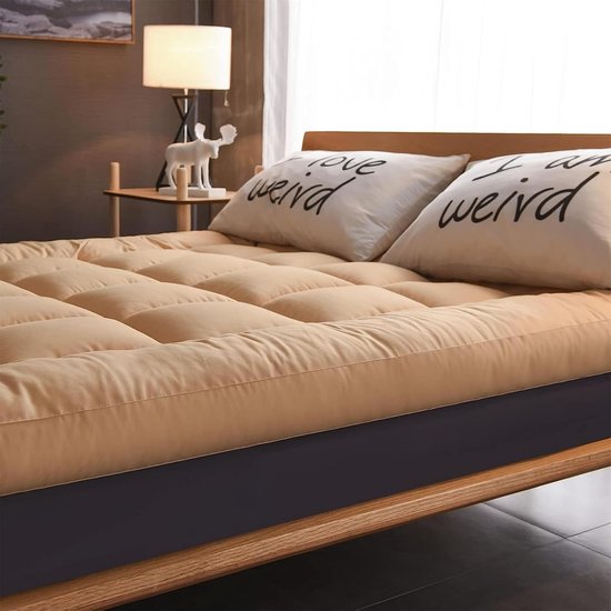 Japanse Vloermatras - Futonmatras Tatamimat - Comfortabel Slapen - Dikke 4 Inch Vulling - 90x200cm - Camel — afbeelding 3