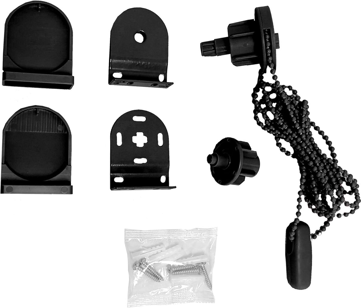 SnelShoppen - Blindecor Set voor Rolluiken met Mechanisme, Compatibel met 38 mm Buizen, Zwart, Complete Vervangingsmechanismen voor Stoffen Rolluiken,