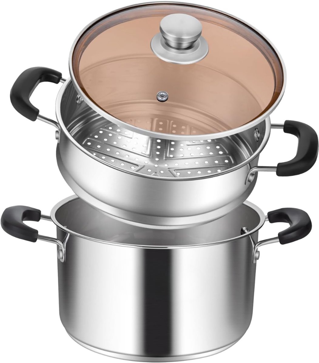 JCP® Stoompan - Stoomkoker - Stoompan Inductie - Zilver - 21cm x 21cm x 26cm