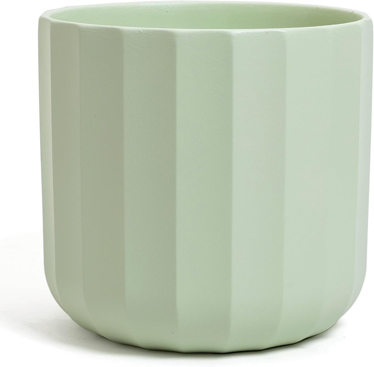 SnelShoppen - Elegante Terracotta Vaasje Muntgroen | Facetdesign | Diameter 18 cm, Hoogte 18 cm | Decoratieve Pot voor Binnen en Buiten | Voor Planten