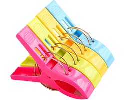 Wasknijpers Kunststof - Kledingklemmen Strandhanddoekclips - Kleding Drogen - Winddicht Ontwerp - 4 stuks - Color1
