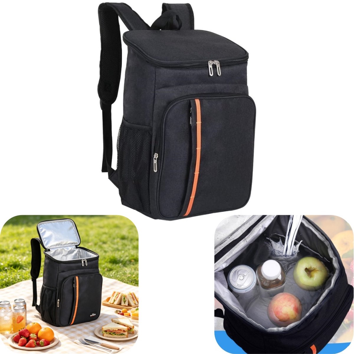 Koeltas - picknicktas - voedselopslagzak - thermotas voor drankjes - grote capaciteit - warm , koud houden - sterk draagvermogen - gemakkelijk schoon te maken - opbergaccessoires - geschikt voor picknicks, uitstapjes, barbecues (zwart, 29*42cm)