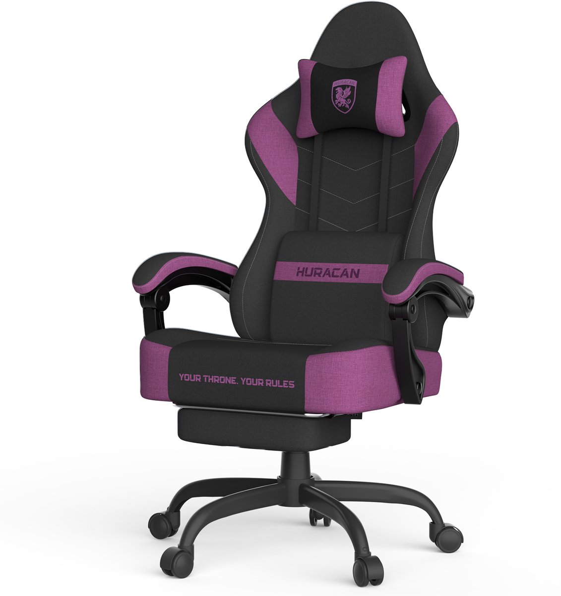Arvioo LW710 Gaming Stoel - Voetensteun - Massage lendenkussen - Technische stof - Zwart-Paars
