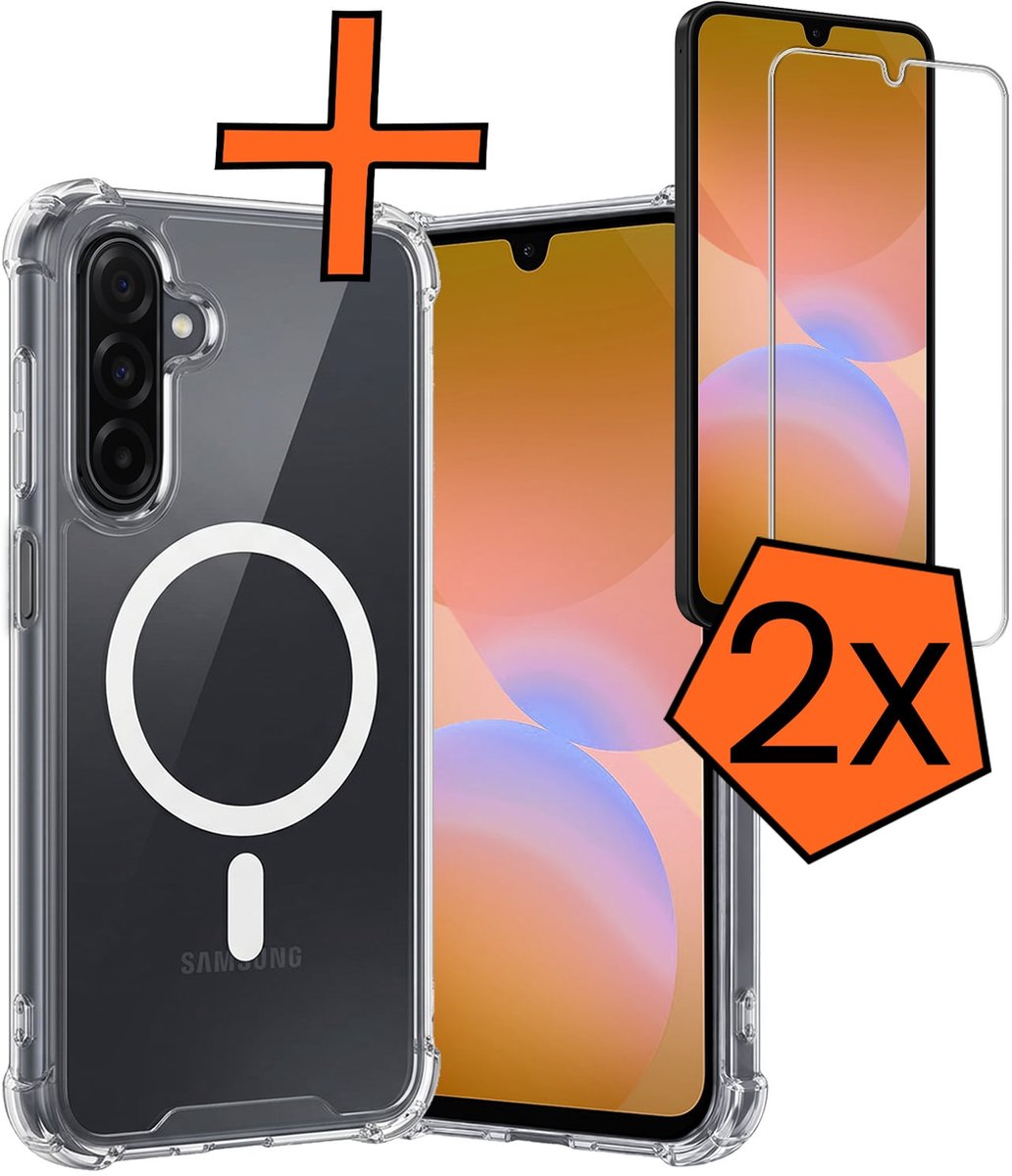Hoes - Met 2x Screenprotector - Geschikt voor Samsung Galaxy A26 - Magsafe Compatible - Sterk & Shockproof - Back Cover - Shock Proof Case - Telefoon Hoes - Transparant