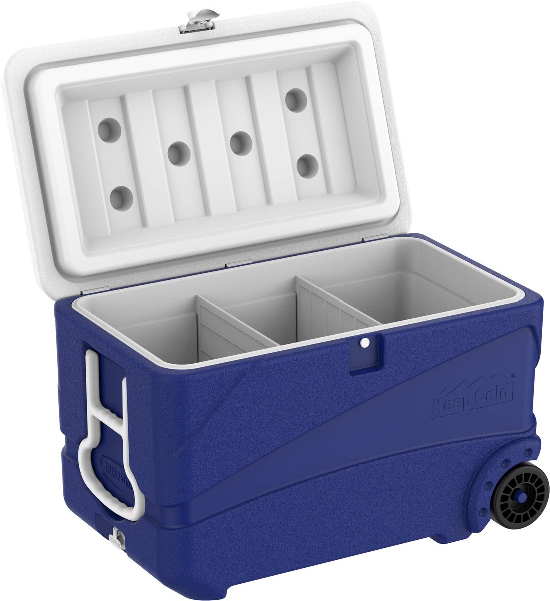 SnelShoppen - Duurzame koelbox 80L met PU-isolatie, wielen, handgrepen en bekerhouder - Perfect voor camping, feesten en tuin, blauw