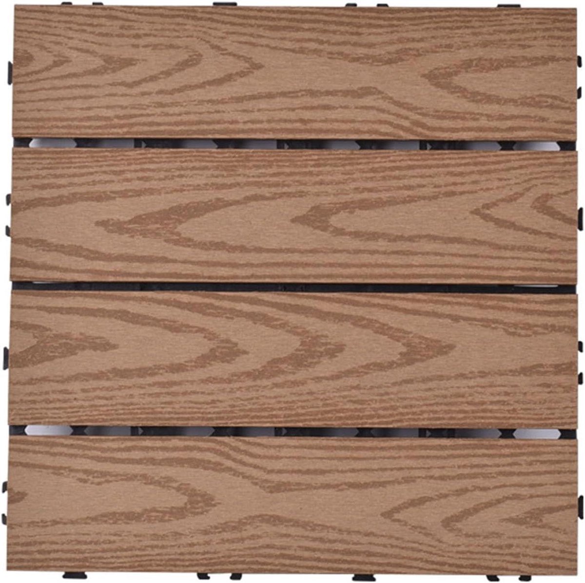 Terrastegels Hout Composiet - Vloertegels Buiten - Tuin Decoreren - Waterdicht en Duurzaam - 10 stuks - Bruin
