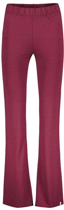 Bordeauxrode flared legging van DIDI met elastische tailleband, getoond vanaf de voorkant.