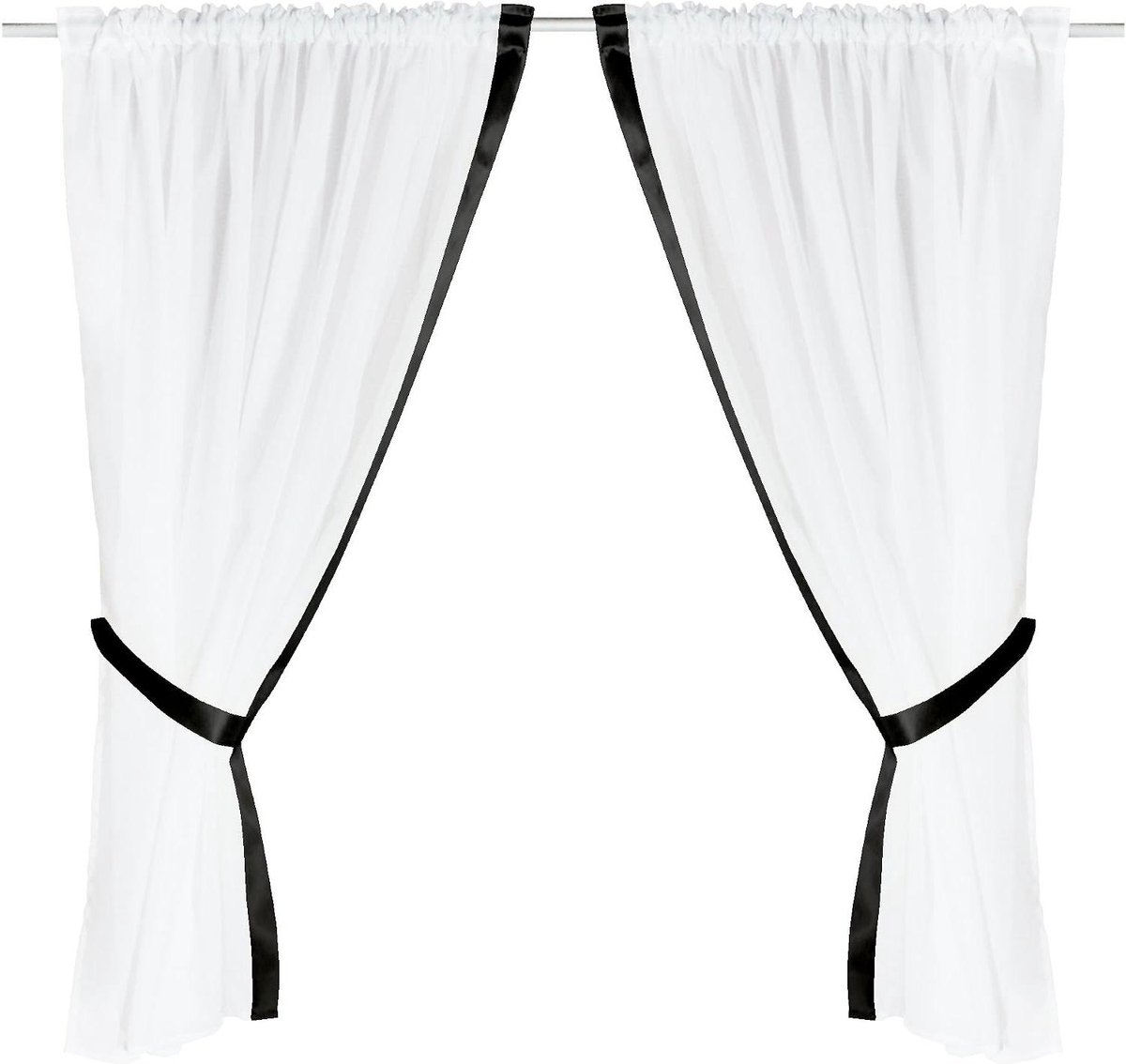 Gordijnset 4-delig - Raamdecoratie Voile - Woonkamer Aankleden - Met Satijnen Rand - 2 x 140 x 120 cm - Wit