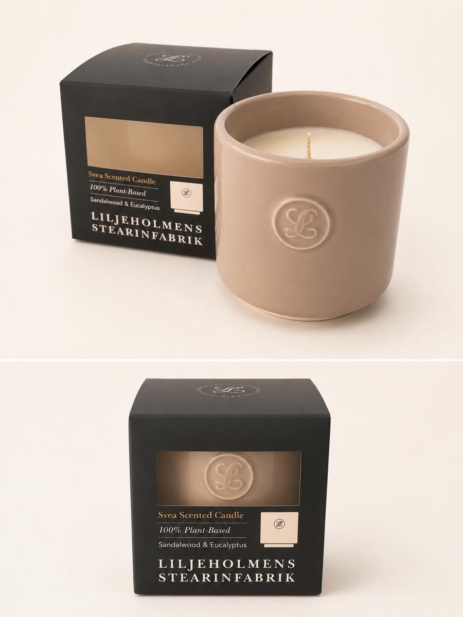 Geurskaars 100% plantaardig (koolzaad) in Portugees keramiek met de prachtige geur van sandalwood & eucalyptus