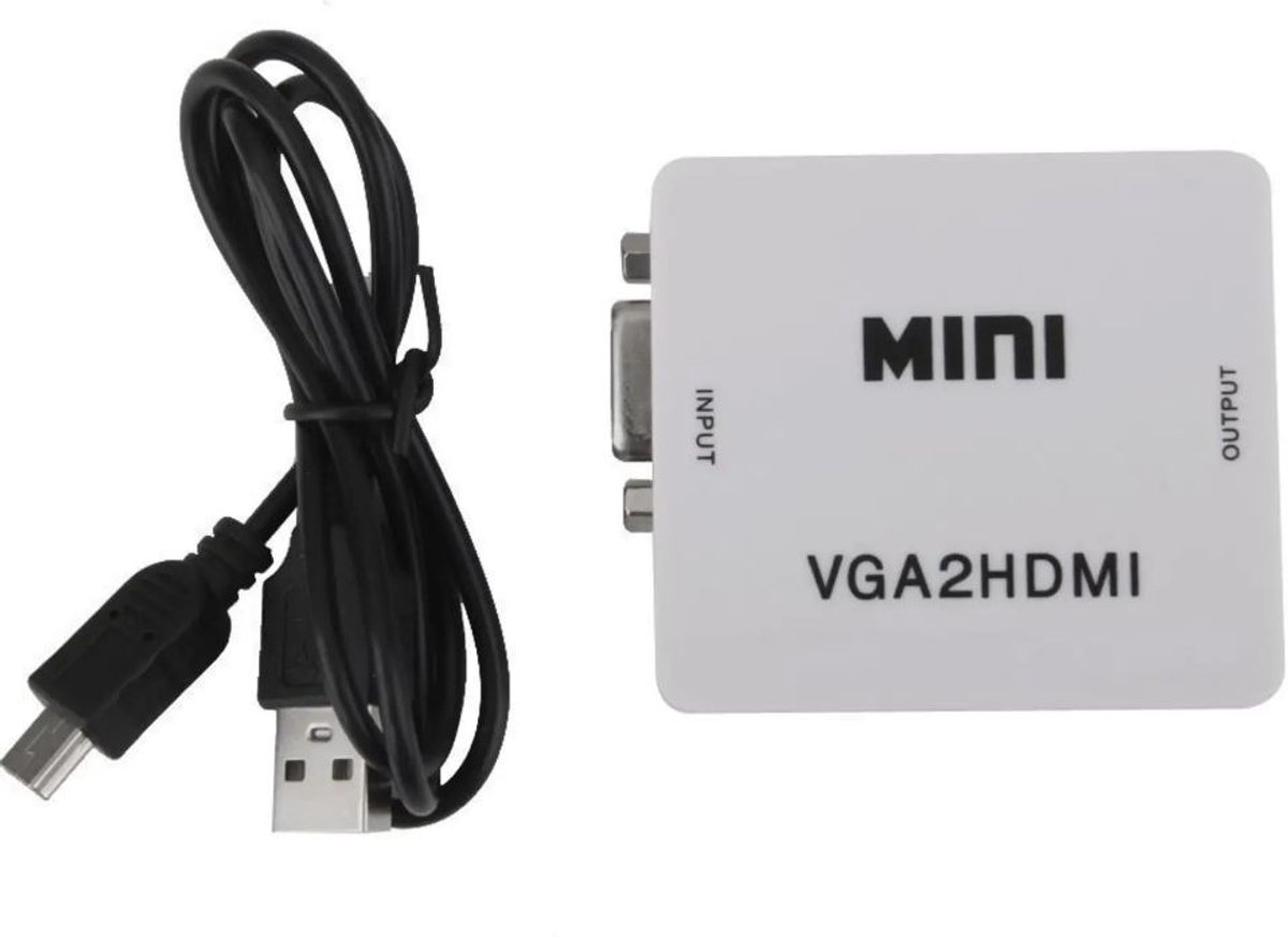 VGA naar HDMI converter - Adapter - VGA to HDMI adapter - 1080p - Video converter - Beeldscherm adapter - Monitor adapter - Met Jack aansluiting - PC naar HDMI - Met voedingskabel - Jonyx