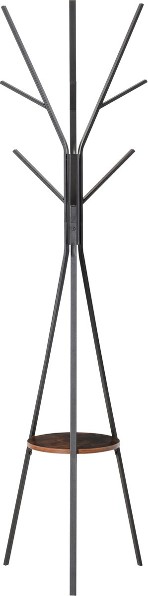 Kapstok statief eigentijds design takken plank 9 haken afmetingen 45 l x 45 b x 180 h cm metaal bruin