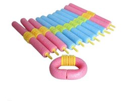 12x Papillotten soft foam - Krulspelden - Krullen zonder hitte - Foam haarrollers - Krulrollers - Papillot - Krullen maken - Buigbare krulspelden - Heatless curls - 15 cm - Blauw en roze - Jonyx