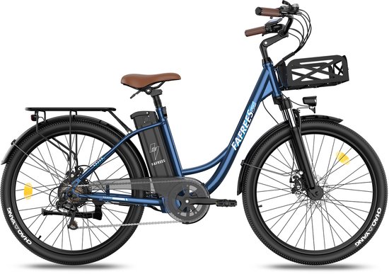 Fafrees Elektrische Fiets - 36V 25AH Accu - Actieradius Tot 120 Km- Elektrische Stadsfiets -Shimano 7 Versnellingen - LCD Display - Mechanische Schijfremmen - City Commuter E-Bike - Blauw van FAFREES — afbeelding 2