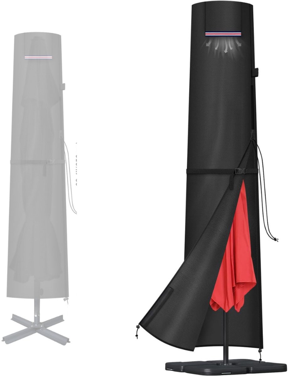 Zavio® Parasolhoes voor Zweefparasol - Parasol hoes Staande Parasol - Zwart