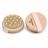 Riverwell dry brushing huidborstel - droge borstel voor cellulitis en lymfedrainage - Exfoliërende borstel - Zachte massagenoppen - 2 stuks