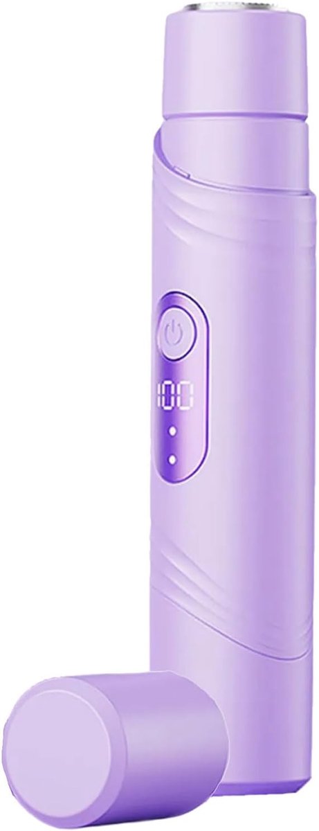 Epilator - Elektrische haartrimmer – Scheerapparaat voor de intieme zone – Bikini-trimmer met dubbele kop – Geschikt voor nat en droog gebruik – Keramisch mesje – Draagbaar, oplaadbaar en snoerloos ontharingsapparaat – Unisex – Paars – 1 stuk