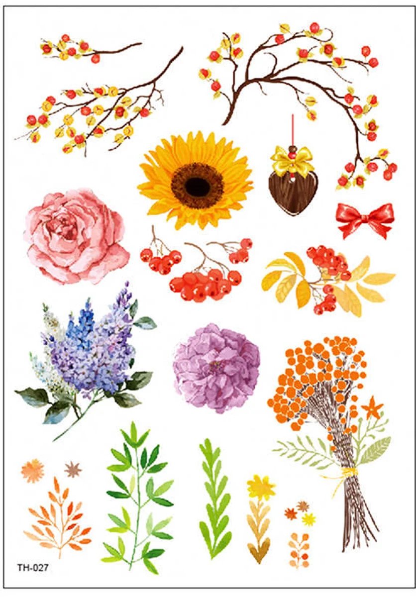 Temporary Tattoo Zonnebloem Bloemen Natuur (A5 formaat) [Neptattoo - Tijdelijke tatoeage - Nep Fake Tattoos - Water overdraagbare festival sticker henna outfit tattoo - Glitter tattoo - Volwassenen Kinderen Jongen Meisje]