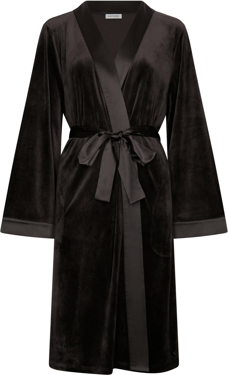 Pastunette Premium - Badjas - Midnight Haze - Velours Fleece - Zwart - Maat S